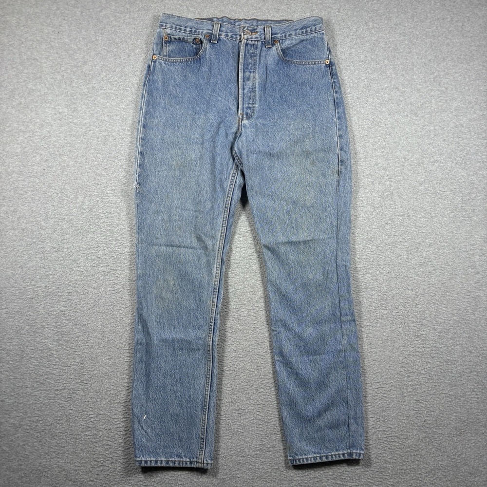 Vintage Levis 501 Button Fly Blue Denim Jeans Made In USA 32x30 Medium Wash 1991